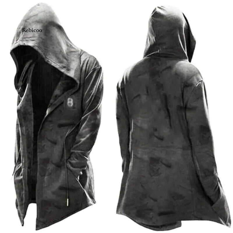Capa de cosplay de Halloween para hombre, chaqueta con capucha
