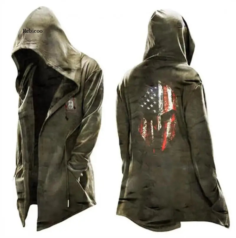 Capa de cosplay de Halloween para hombre, chaqueta con capucha