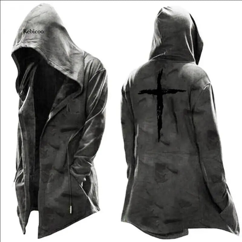 Capa de cosplay de Halloween para hombre, chaqueta con capucha