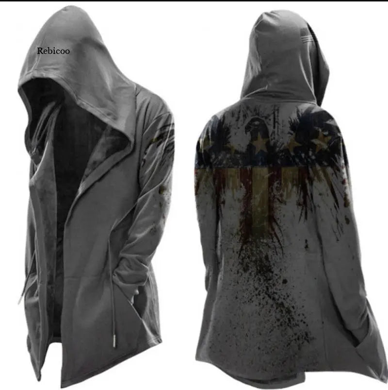 Capa de cosplay de Halloween para hombre, chaqueta con capucha