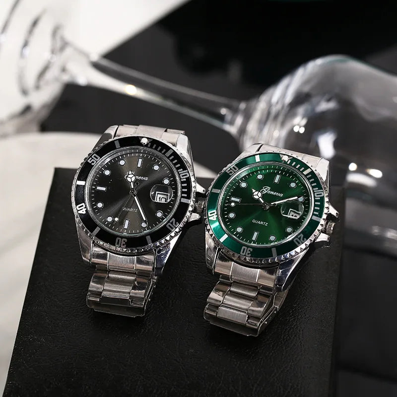 Reloj clásico para hombre, resistente al agua, luminoso, de cuarzo, de acero inoxidable, para buceadores, de lujo, para Rolex.