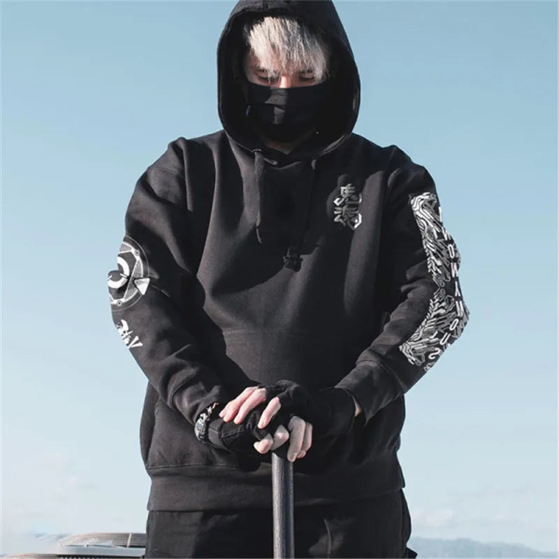 Sudadera con capucha estilo hip hop Harajuku para hombre, estilo urbano, con estampado de calavera, con capucha, para hombre