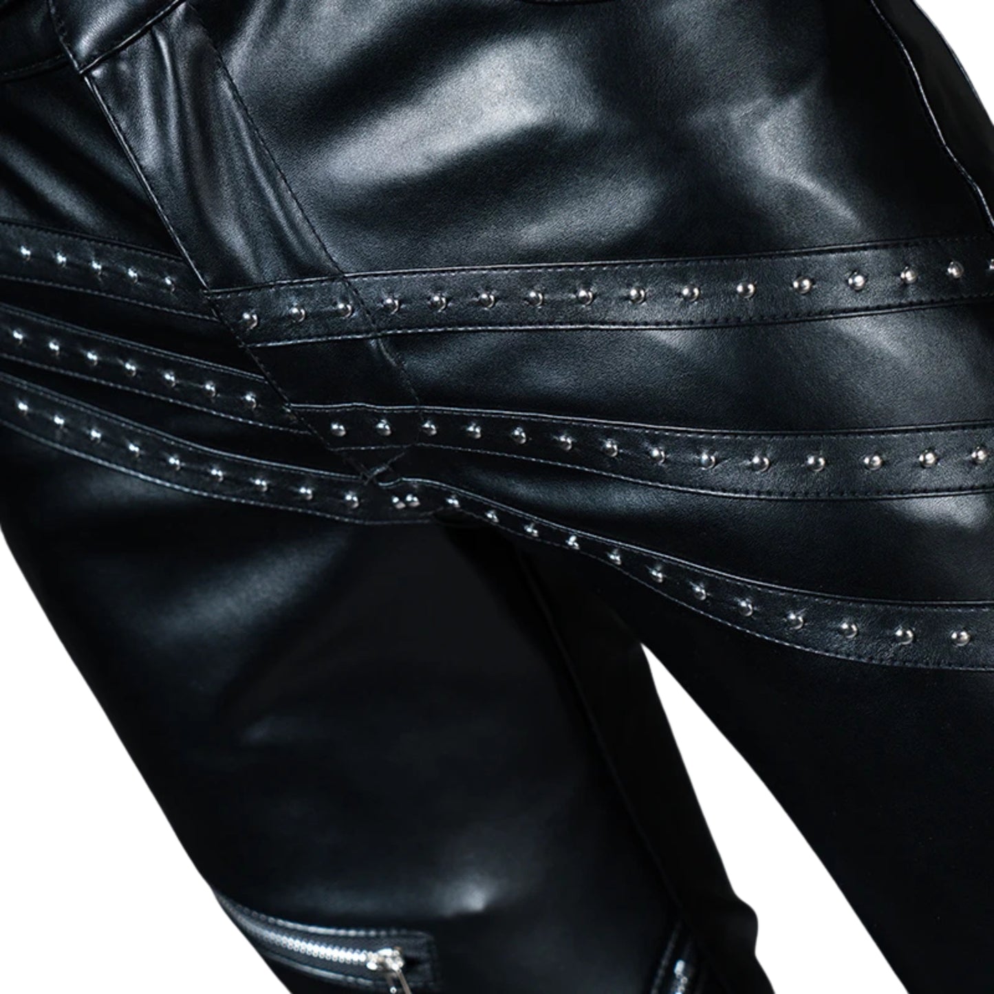 New Mens Skinny Biker Leather Pants Fashion Faux Leather Motorcycle Trousers For Male Stage Club Wear