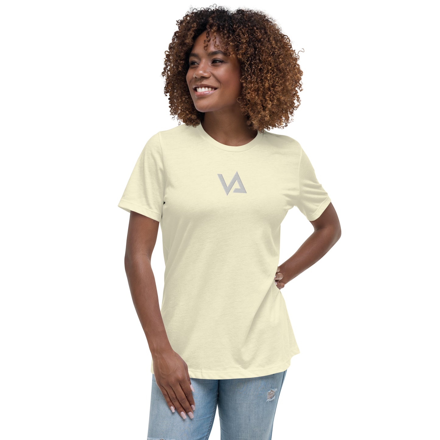 VA_Camiseta bordada relajada para mujer