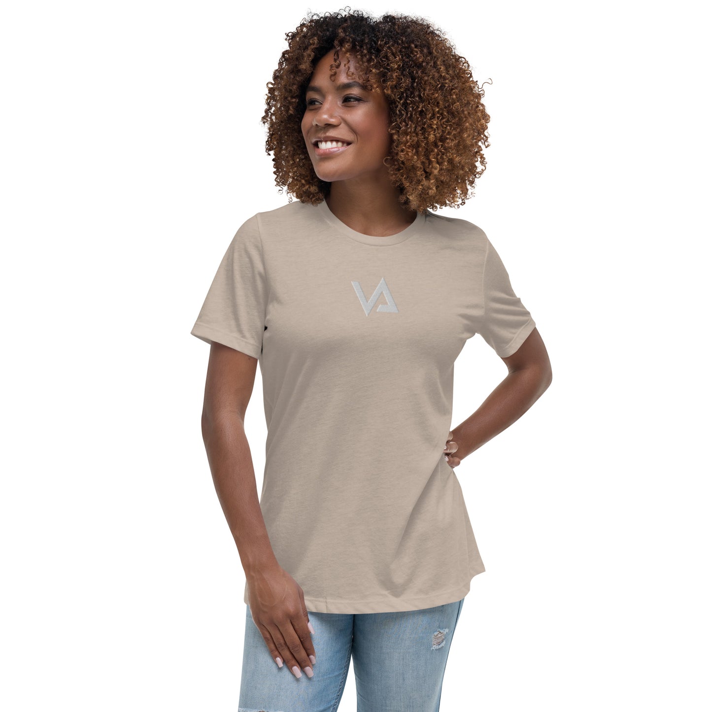 VA_Camiseta bordada relajada para mujer