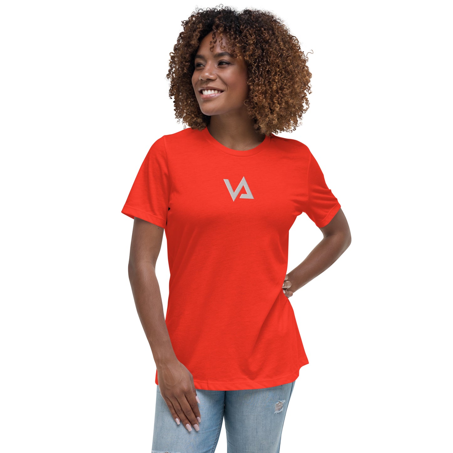 VA_Camiseta bordada relajada para mujer