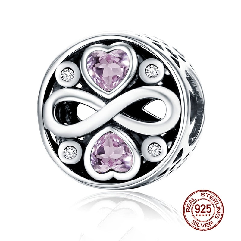 WOSTU Real 925 Sterling Silver Heart Beads Flower Retro Pattern Charms Pendant Fit Original DIY Bracelet Necklace Silver Jewelry