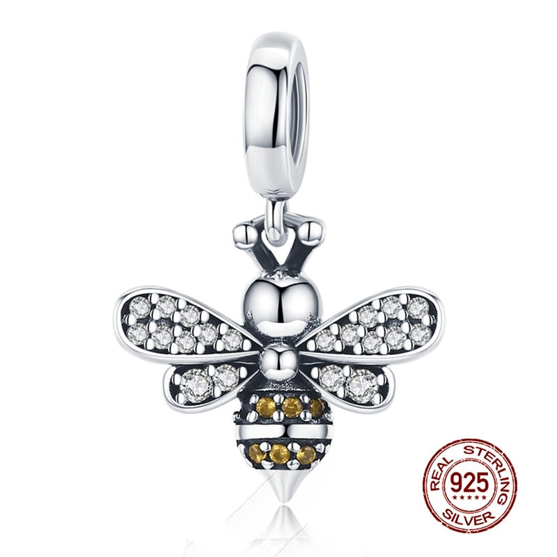 WOSTU Real 925 Sterling Silver Heart Beads Flower Retro Pattern Charms Pendant Fit Original DIY Bracelet Necklace Silver Jewelry
