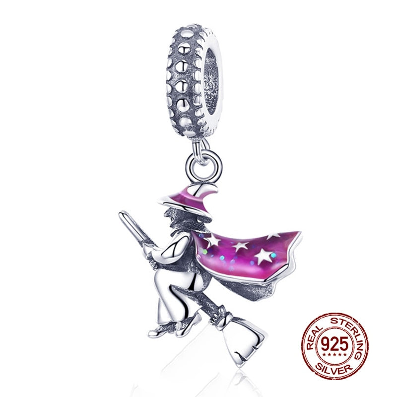 WOSTU Real 925 Sterling Silver Heart Beads Flower Retro Pattern Charms Pendant Fit Original DIY Bracelet Necklace Silver Jewelry
