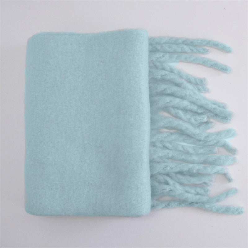 Bufanda de Cachemira de lujo para mujer, abrigo grueso cálido de invierno, capa sólida, bandana femenina, pashmina, borla larga, foulard femenino, manta gruesa
