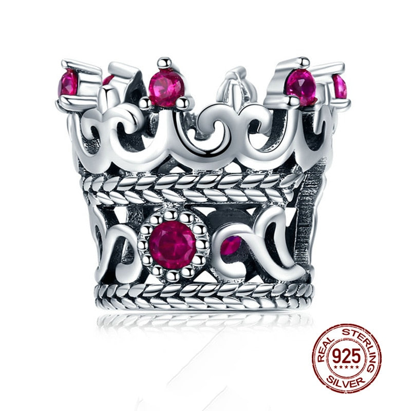 WOSTU Real 925 Sterling Silver Heart Beads Flower Retro Pattern Charms Pendant Fit Original DIY Bracelet Necklace Silver Jewelry