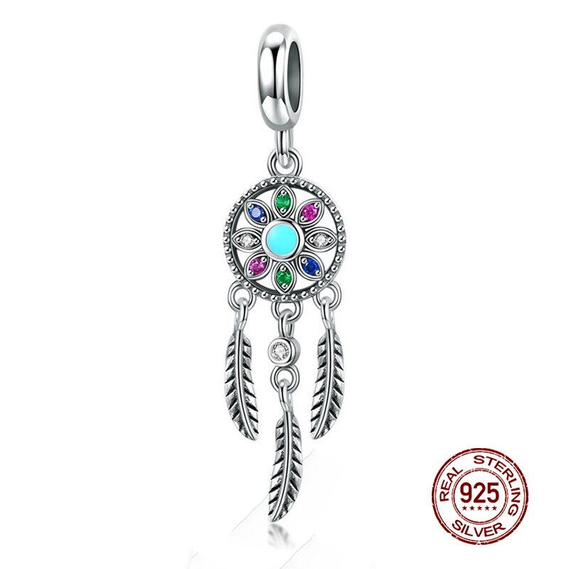 WOSTU Real 925 Sterling Silver Heart Beads Flower Retro Pattern Charms Pendant Fit Original DIY Bracelet Necklace Silver Jewelry