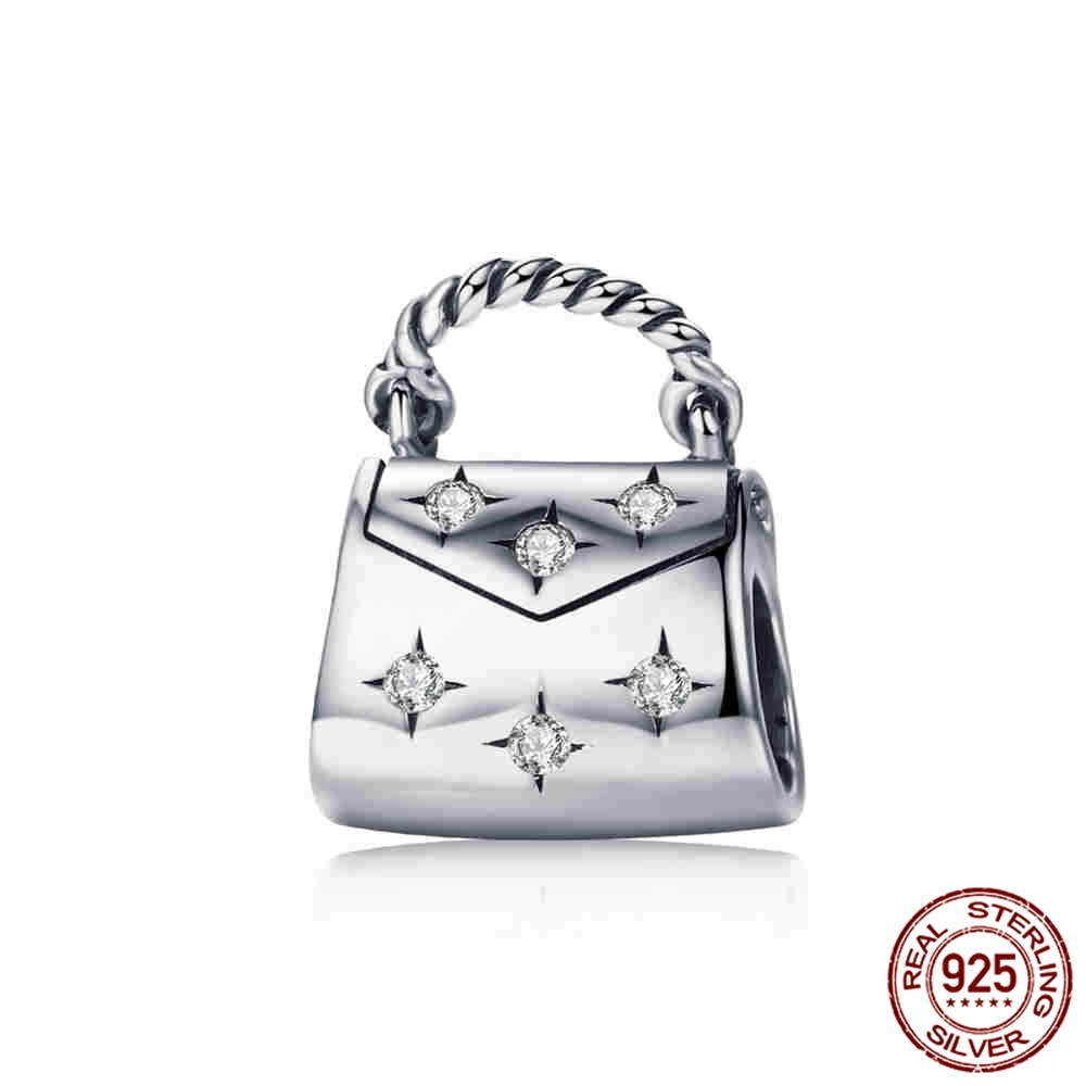 WOSTU Real 925 Sterling Silver Heart Beads Flower Retro Pattern Charms Pendant Fit Original DIY Bracelet Necklace Silver Jewelry