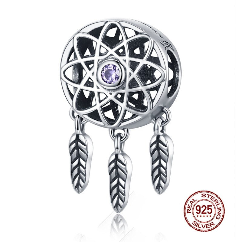 WOSTU Real 925 Sterling Silver Heart Beads Flower Retro Pattern Charms Pendant Fit Original DIY Bracelet Necklace Silver Jewelry