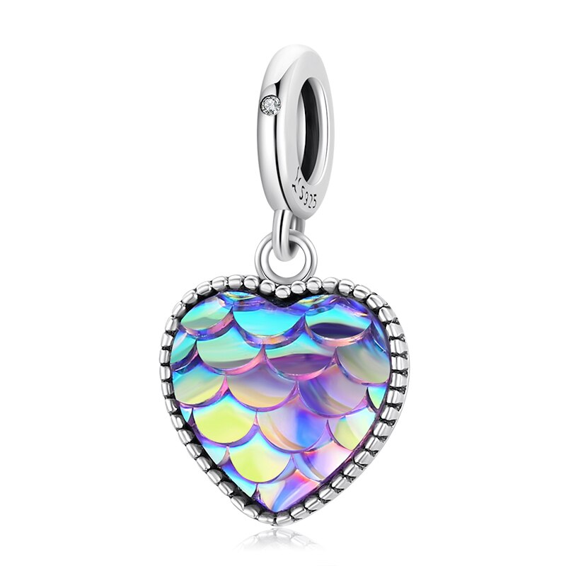 WOSTU Real 925 Sterling Silver Heart Beads Flower Retro Pattern Charms Pendant Fit Original DIY Bracelet Necklace Silver Jewelry