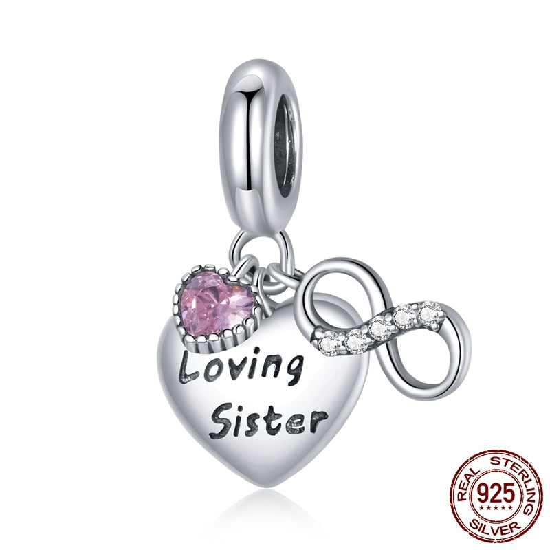 WOSTU Real 925 Sterling Silver Heart Beads Flower Retro Pattern Charms Pendant Fit Original DIY Bracelet Necklace Silver Jewelry