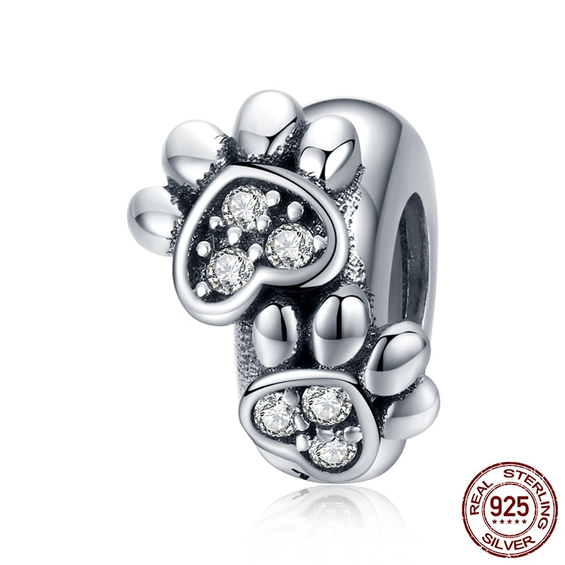 WOSTU Real 925 Sterling Silver Heart Beads Flower Retro Pattern Charms Pendant Fit Original DIY Bracelet Necklace Silver Jewelry