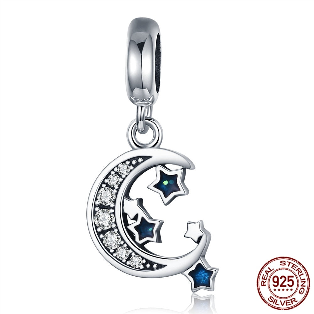 WOSTU Real 925 Sterling Silver Heart Beads Flower Retro Pattern Charms Pendant Fit Original DIY Bracelet Necklace Silver Jewelry