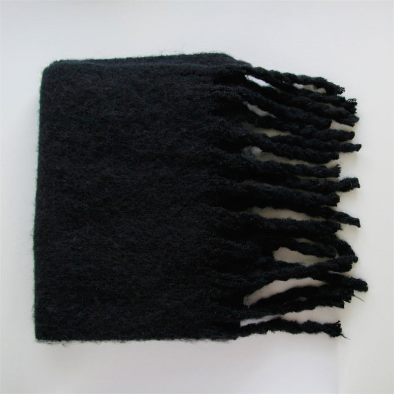 Bufanda de Cachemira de lujo para mujer, abrigo grueso cálido de invierno, capa sólida, bandana femenina, pashmina, borla larga, foulard femenino, manta gruesa