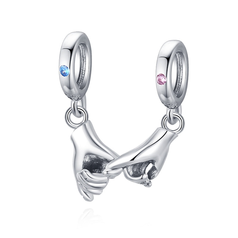 WOSTU Real 925 Sterling Silver Heart Beads Flower Retro Pattern Charms Pendant Fit Original DIY Bracelet Necklace Silver Jewelry
