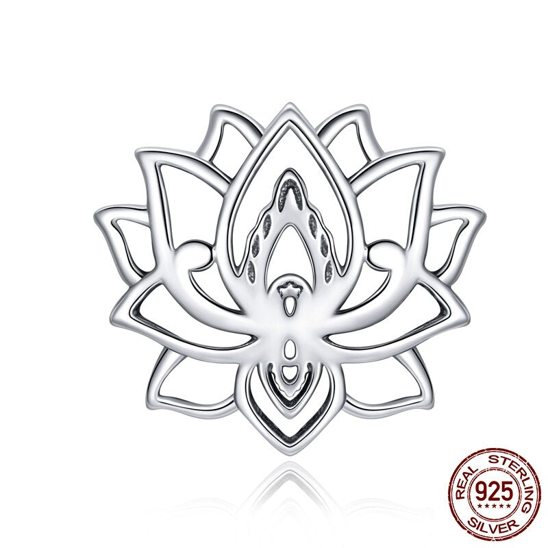 WOSTU Real 925 Sterling Silver Heart Beads Flower Retro Pattern Charms Pendant Fit Original DIY Bracelet Necklace Silver Jewelry