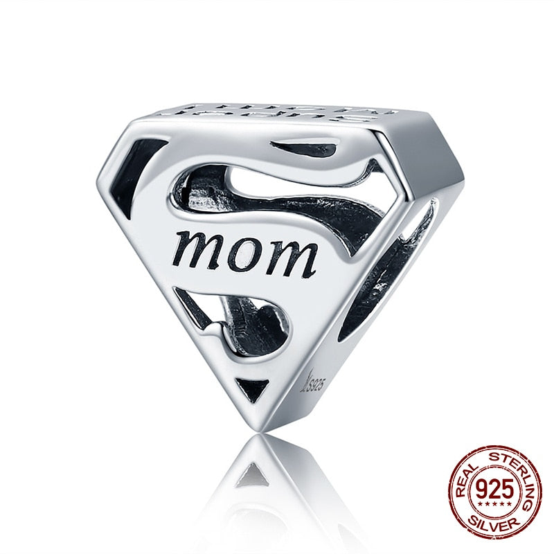 WOSTU 100% 925 Sterling Silver Heart Vintage Charms Beads Fit Original DIY Bracelets Necklace Mother's Day Jewelry Gifts for Mom