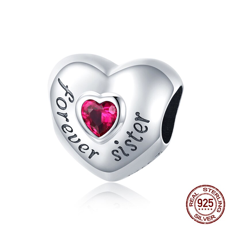 WOSTU 100% 925 Sterling Silver Heart Vintage Charms Beads Fit Original DIY Bracelets Necklace Mother's Day Jewelry Gifts for Mom