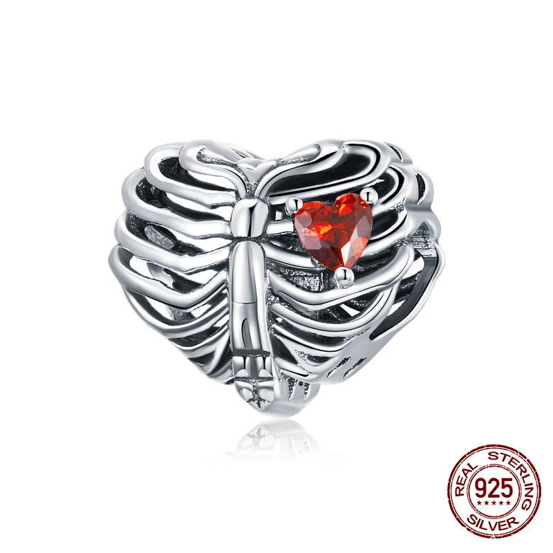 WOSTU 100% 925 Sterling Silver Heart Vintage Charms Beads Fit Original DIY Bracelets Necklace Mother's Day Jewelry Gifts for Mom
