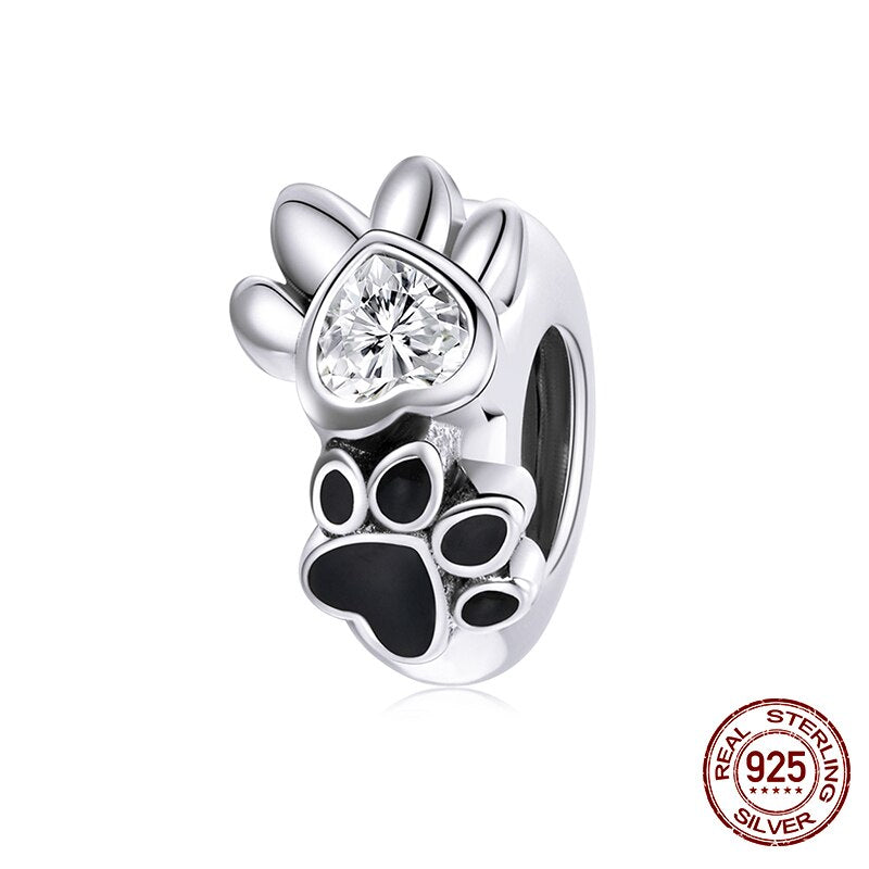 WOSTU Real 925 Sterling Silver Heart Beads Flower Retro Pattern Charms Pendant Fit Original DIY Bracelet Necklace Silver Jewelry