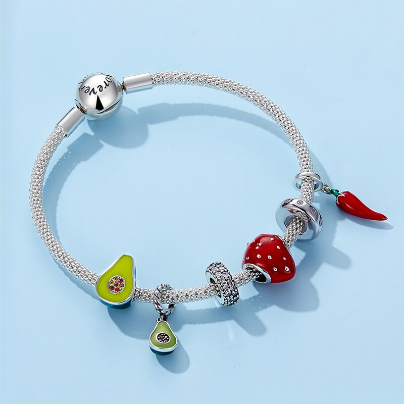 WOSTU Real 925 Sterling Silver Heart Beads Flower Retro Pattern Charms Pendant Fit Original DIY Bracelet Necklace Silver Jewelry