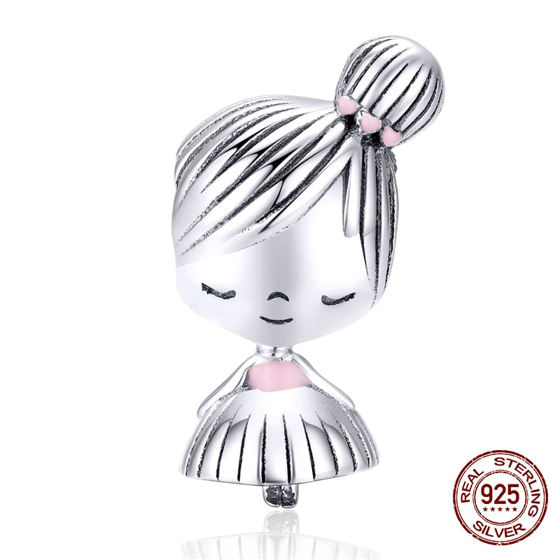 WOSTU 100% 925 Sterling Silver Heart Vintage Charms Beads Fit Original DIY Bracelets Necklace Mother's Day Jewelry Gifts for Mom