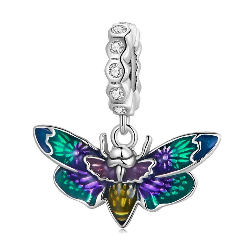 WOSTU 925 plata esterlina colorido gradiente carpa diablo flor encantos pez colgante dragón escala cuentas ajuste DIY pulsera collar