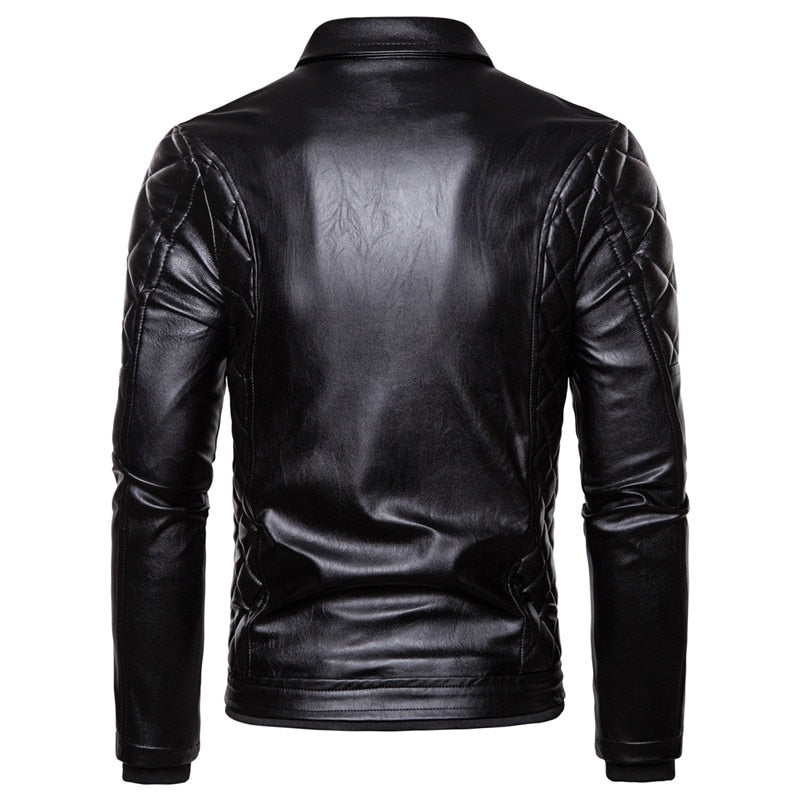 2021 nuevo diseño de bombardero de motocicleta agregar chaqueta de cuero de lana para hombres otoño cuello de piel hacia abajo abrigos de Pu cálidos extraíbles ajustados para hombres