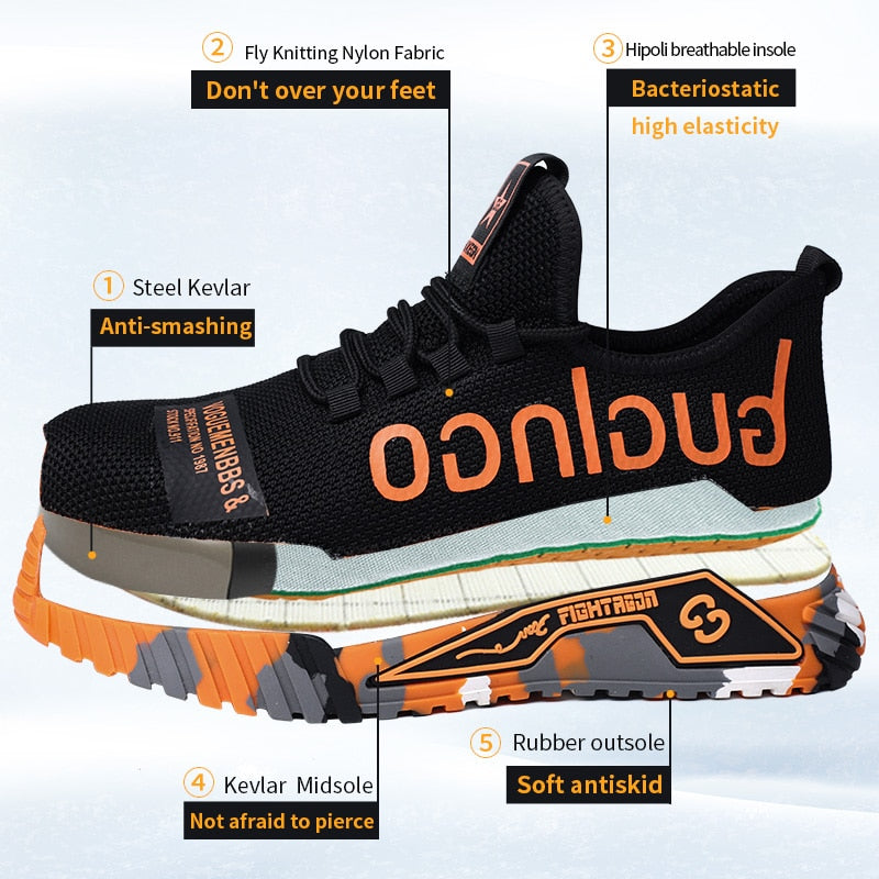 Zapatos de seguridad de trabajo Unisex transpirables, puntera de acero antigolpes, zapatos de trabajo, zapatillas de trabajo indestructibles de construcción