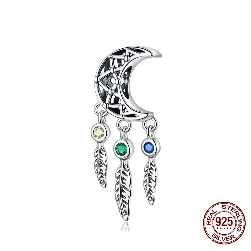 WOSTU Real 925 Sterling Silver Heart Beads Flower Retro Pattern Charms Pendant Fit Original DIY Bracelet Necklace Silver Jewelry