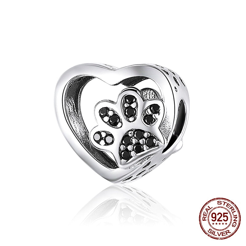 WOSTU 100% 925 Sterling Silver Heart Vintage Charms Beads Fit Original DIY Bracelets Necklace Mother's Day Jewelry Gifts for Mom