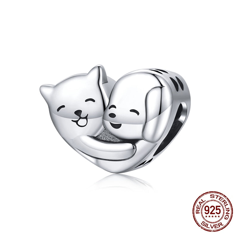 WOSTU 100% 925 Sterling Silver Heart Vintage Charms Beads Fit Original DIY Bracelets Necklace Mother's Day Jewelry Gifts for Mom