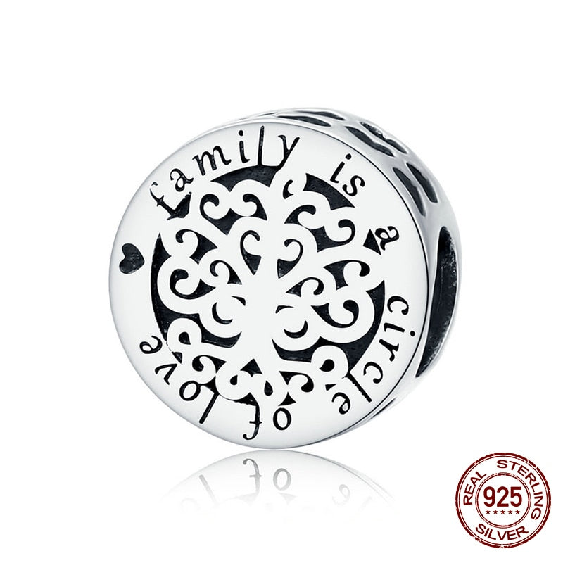 WOSTU Real 925 Sterling Silver Heart Beads Flower Retro Pattern Charms Pendant Fit Original DIY Bracelet Necklace Silver Jewelry