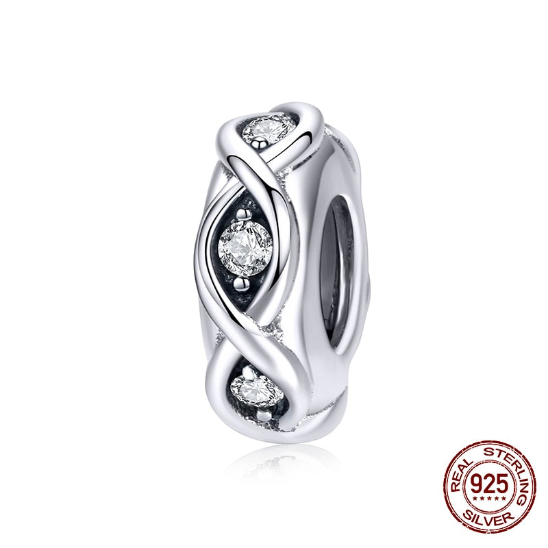 WOSTU Real 925 Sterling Silver Heart Beads Flower Retro Pattern Charms Pendant Fit Original DIY Bracelet Necklace Silver Jewelry