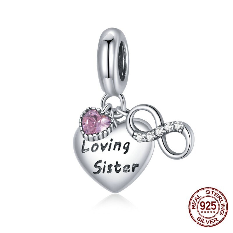 WOSTU 100% 925 Sterling Silver Heart Vintage Charms Beads Fit Original DIY Bracelets Necklace Mother's Day Jewelry Gifts for Mom