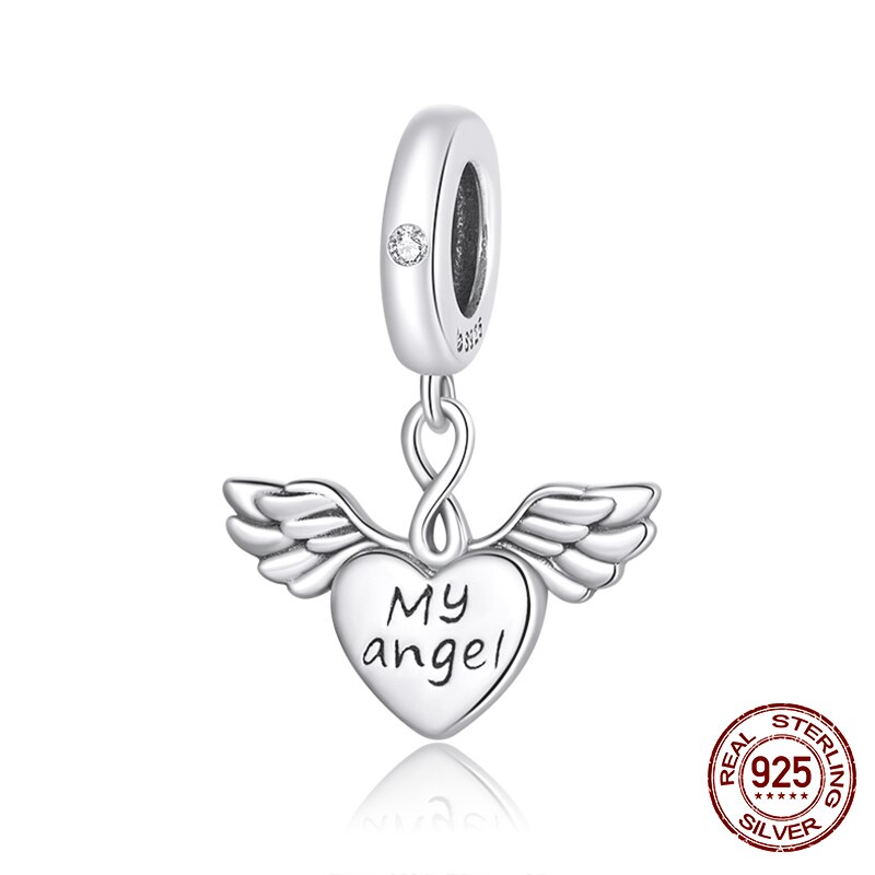 WOSTU 100% 925 Sterling Silver Heart Vintage Charms Beads Fit Original DIY Bracelets Necklace Mother's Day Jewelry Gifts for Mom