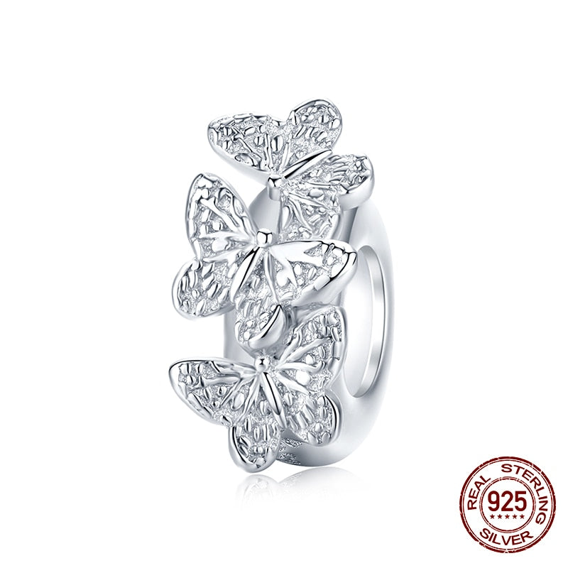 WOSTU Real 925 Sterling Silver Heart Beads Flower Retro Pattern Charms Pendant Fit Original DIY Bracelet Necklace Silver Jewelry
