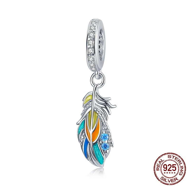 WOSTU Real 925 Sterling Silver Heart Beads Flower Retro Pattern Charms Pendant Fit Original DIY Bracelet Necklace Silver Jewelry