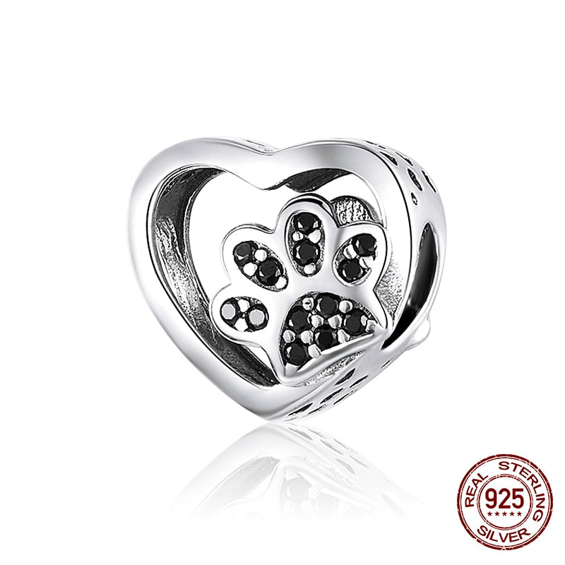 WOSTU 100% 925 Sterling Silver Heart Vintage Charms Beads Fit Original DIY Bracelets Necklace Mother's Day Jewelry Gifts for Mom