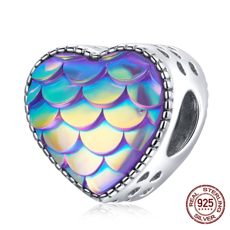 WOSTU 100% 925 Sterling Silver Heart Vintage Charms Beads Fit Original DIY Bracelets Necklace Mother's Day Jewelry Gifts for Mom