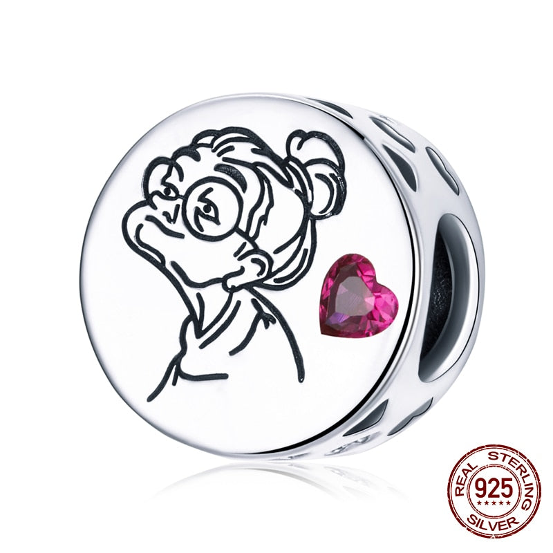 WOSTU 100% 925 Sterling Silver Heart Vintage Charms Beads Fit Original DIY Bracelets Necklace Mother's Day Jewelry Gifts for Mom