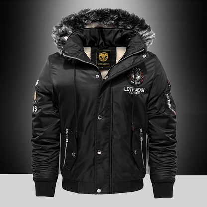 Chaqueta con capucha y cuello de piel para hombre, cálida, de invierno (¡CONSULTE LA TALLA CON CUIDADO!)