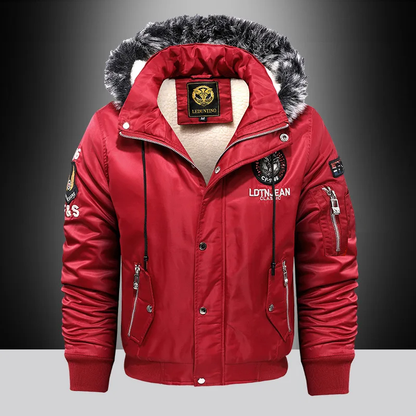 Chaqueta con capucha y cuello de piel para hombre, cálida, de invierno (¡CONSULTE LA TALLA CON CUIDADO!)