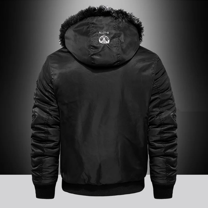 Chaqueta con capucha y cuello de piel para hombre, cálida, de invierno (¡CONSULTE LA TALLA CON CUIDADO!)