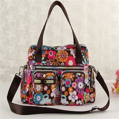 Ladies Messenger Bag Casual Handbag Shoulder Large Capacity Waterproof Tote Bag Flower Printed Bags Outdoor Picnic Bag For Women